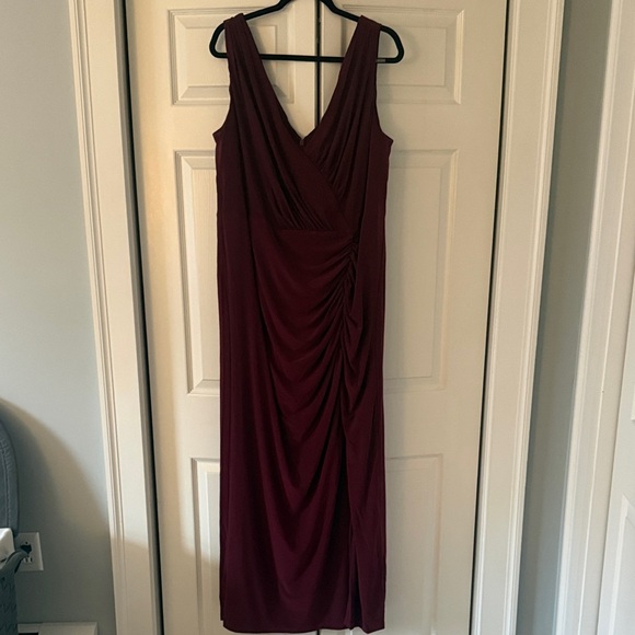 David's Bridal Dresses & Skirts - Wine Color Sleeveless V-Neck Rouched Floor Length Dress from David’s Bridal